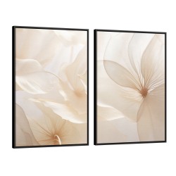 Quadro decorativo Lotus Bege - com 2 quadros Quadro decorativo Lotus Bege - com 2 quadros