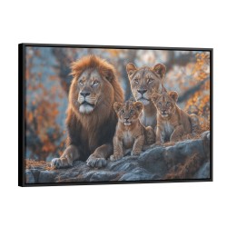 Quadro decorativo Família de leões com casal de filhotes