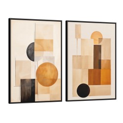 Quadro decorativo Duo Abstrato BOHO em Tons terrosos