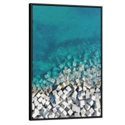 Quadro decorativo Mar e Cubos Abstratos