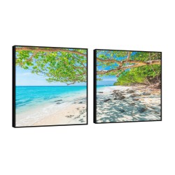Quadro decorativo Toque Tropical com Mar Azul e Areia Clara
