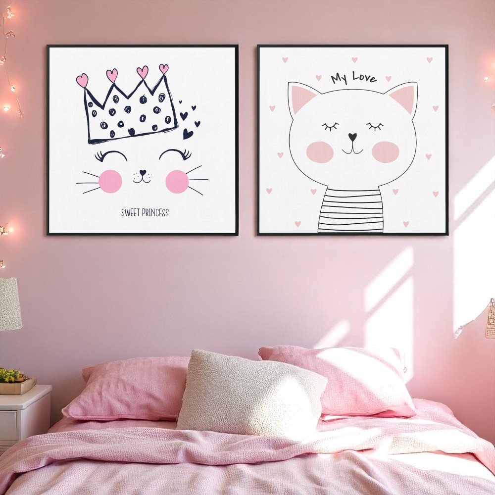 Quadro decorativo Dupla Fofura Gatinhos Encantados Quadro decorativo Dupla Fofura Gatinhos Encantados