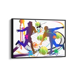 Quadro decorativo aquarela tenistas Quadro decorativo aquarela tenistas