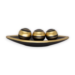 Barca pequena com 3 bolas decorativas em cerâmica artística Barca pequena com 3 bolas decorativas em cerâmica artística